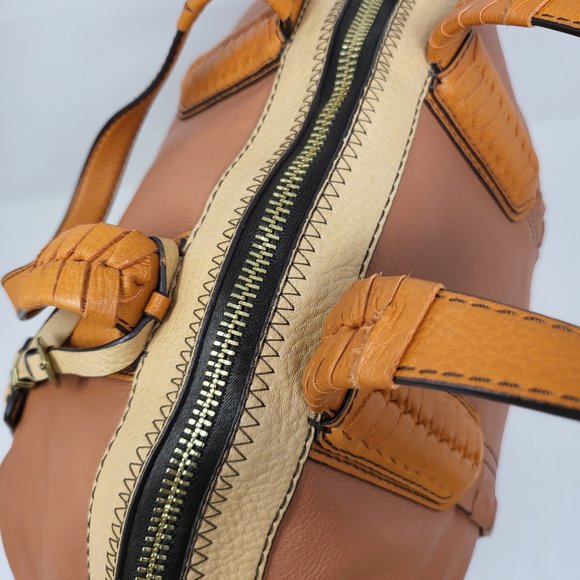 orYANY Brown Pebbled Leather Large Satchel Bag - Picture 2 of 7